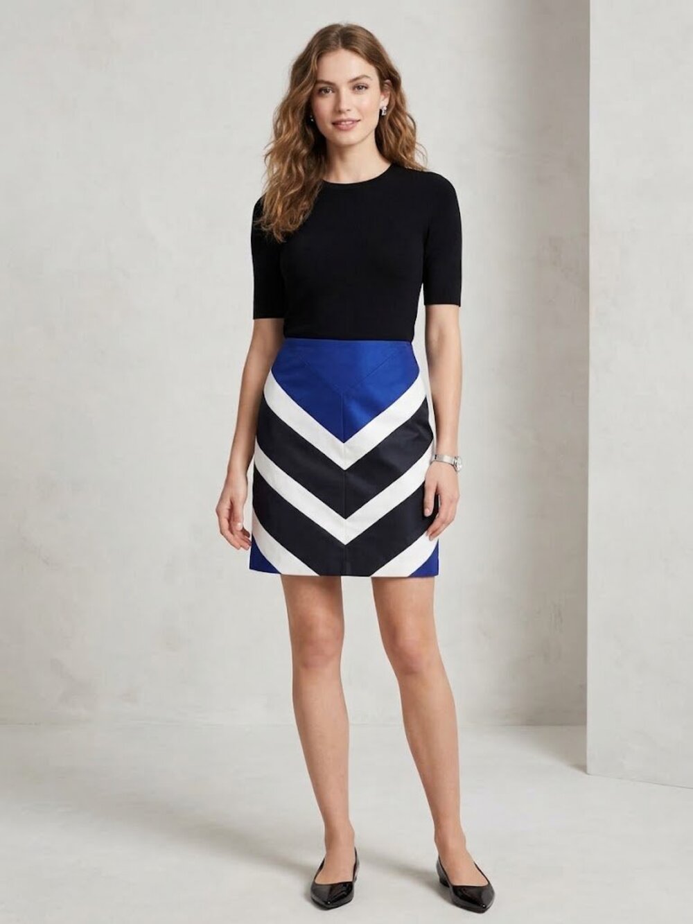 White House Black Market Chevron A-Line Skirt